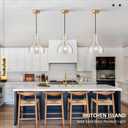 Gold Pendant Lights Kitchen Island, Large Gold Sand Glass Pendant Lighting Over Table 10inch Modern Brass Ceiling Island Light for Kitchen Sink Hallway Entrance, 10inch,1Pack