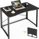 Huuger Folding Desk for Small Spaces, 31.5 Inch Foldable Computer Table, for Home Office, Study, Bedroom, Dorm, Space Saving, Small Writing Work Office Computer Desk, Easy to Fold, Black