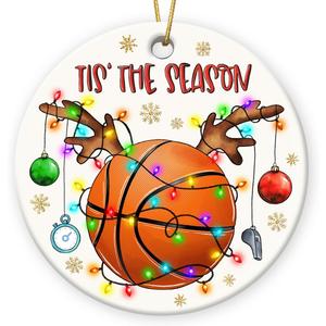 Christmas Ornaments Basketball 2026 - Gift Ideas for Basketball Lover Coach Player Team Friends - Tis The Season with Sports Ornaments for Christmas Tree Decorations - Sport Gifts for Boys Men, 5 Pack