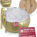 Gusto Nostro 4.1L Insulated Ice Bucket with Lid and Tongs, Double Wall Stainless Steel Ice Bucket Large, BPA Free Ice Bucket for Cocktail Bar, Keeps Champagne, Beer Chill for Parties (Gold)