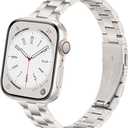 Lenrao Thin Stainless Steel Bands Compatible with Apple Watch 38mm 40mm 41mm 42mm 44mm 45mm 46mm for Women, Metal Straps for iWatch Series 11 10 9 8 7 6 5 4 3 2 1 SE
