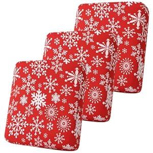 Smiry Printed Couch Cushion Covers, Stretch Soft Couch Covers for Sofa, Washable Non-Slip Sofa Slipcover Furniture Protector for Indoor and Outdoor (3 Pack, Red with White)
