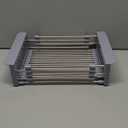 Sink Dish Drying Rack, Stainless Steel Drainer for 10.7"-17" Sinks, Kitchen Countertop Organizer for Dishes, Vegetables, and Fruits (Grey, Small)