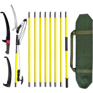 30ft Tree Pole Pruner, New Upgraded Gear Manual Branches Pruning Saw Trimmer for Garden Tools Loppers Hand Pole Saws Extendable Height with Knives and Storage Pocket
