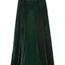 Unisex Hooded Cape Long Velvet Cloak with Hood Halloween Christmas Cosplay Costumes 63inch A001GXL Green (XL)