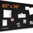 DOLLAR BOSS Large Bulletin Board 60" x 36" Foldable Felt Cork Board, Decorative Pin Board for Wall 5' x 3' Photo Display Board for Office Home School with 20 Pins, Black