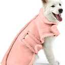 Dog Winter Jacket, Warm Windproof Dog Coat Sweaters for Small Dogs, Thick Apparelf Fleece Coat for Medium Large Dog (Pink Large) (Large(30.8lb-41.9lb))