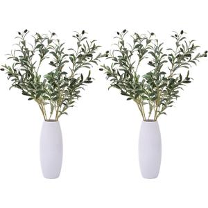 39 Inch Artificial Olive Branches for Vases, Fake Plants Greenery Stems with 222 Leaves Faux Olive Tree Branches Home Decor Indoor 4PCS