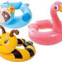 Intex, 43234-2327 3 Pack 59220EP - Animal Head Split Ring Pool Floats Bundle Includes Frog, Duck, Penguin, Giraffe, Frog, Penguin 