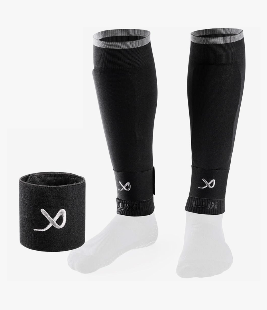 LUX Sports LUX Soccer Sleeves w/Free Guard Stays for Men/Boys/Youth Compatible w/Soccer Grip Sock - Shin Guards - Shin Guard Sleeve