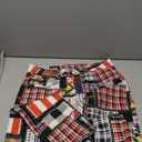 Men's Straight Slim Fit Plaid Printed Jeans Skinny Denim Pants,845 Black&Plaid, Size 30