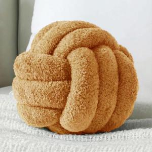 Knot Pillow Ball Plush - Decorative Throw Pillows for Bed, Relieve Stress, Round Knot Cushion for Sofa Decor Pet Toy, Khaki 8 inch