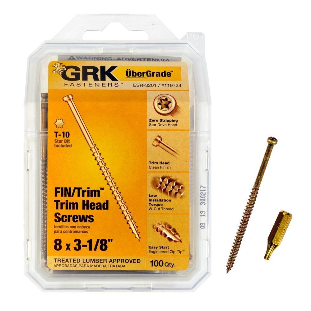 GRK Fasteners 119734 FIN/Trim #8 x 3-1/8" Screws 100CT (Gold)