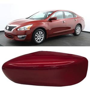 Moonlinks Compatible with Nissan Altima Mirror Cover Replacement 2013 2014 2015 2016 2017 2018, Red Mirror Cap Trim Without Turn Signal Light for Left Driver Side