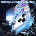 LONTECT for iPhone 17 Pro Max Case 3 in 1 Shockproof Heavy Duty Rugged Hard PC+Soft Silicone Full Body Protective Cover Girls Women Case for Apple iPhone 17 Pro Max 2025 Glow in The Dark Light Blue