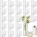 Nuogo 60 Pcs Plastic Cylinder Vases Tall Plastic Flower Vases for Centerpieces Hurricane Candle Holder for Home Wedding Office Party Formal Dinners Decorations (4''/6''/8'')