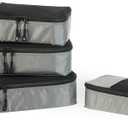 Amazon Essentials 4-Piece Packing Cubes Travel Accessories Set, Space-Saving Luggage Organizer with Double Zipper, Mesh Top Panel, Small/Medium/Large/Slim, Gray