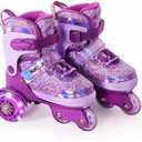 Nattork Toddler Roller Skates for Girls, Tri-Wheel Skates for Beginner Kids with Light-Up Wheels, for Indoor Outdoor Sports Small