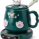 Bgbg Coffee Mug Warmer & Cute Cat Mug Set, Beverage Cup Warmer for Desk Home Office with Three Temperature Up to 140/ 60, Coffee Warmer for Cocoa Milk Tea Water Candle, 8 Hours Auto Shut Off
