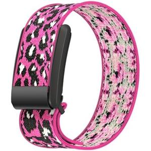 SET OF 2, Stretchy Nylon Band for Whoop, WristBand with Pattern for Whoop 4.0, Soft and Breathable Replacement Straps for Women Men, Compatible 4.0 Wearable Health, Fitness & Activity Tracker (Hot Pink Leopard); Keebowz Sport Band Compatible with App