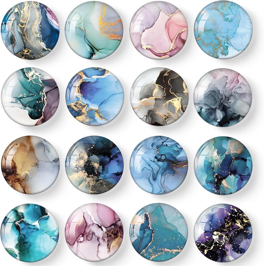 2 x MORCART 16PCS Fridge Magnets, Marble Magnets Decoration for Refrigerator Locker Whiteboard Decorative Magnetic Board Cabinets Classroom Office Cubicle (Marbling)
