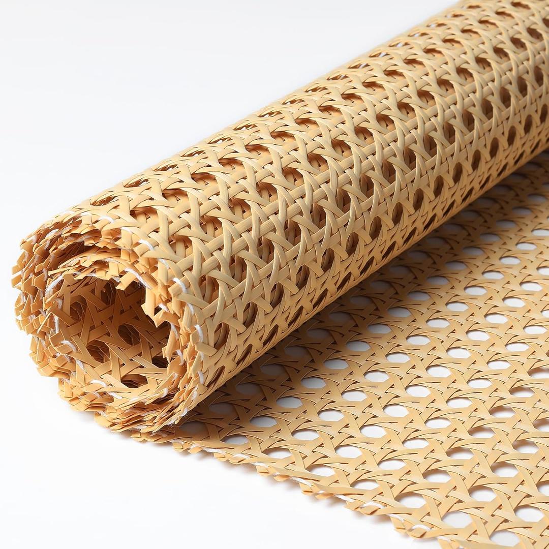 Storystore Rattan Webbing Roll, 16 x 80 Inch Woven Open Rattan Mesh PE Cane Webbing for DIY Home Decor Projects, Synthetic Rattan for Furniture, Chair, Cabinet, Ceiling, Bed, Door
