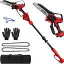 8 Inch Cordless Pole Chainsaw for Milwaukee M18 Battery, Brushless Pole Chain Saw with Auto Oiler, Tool-Free Chain Tension, Up to 13FT MAX Reach, for Wood Tree Cutting Pruning (No Battery)