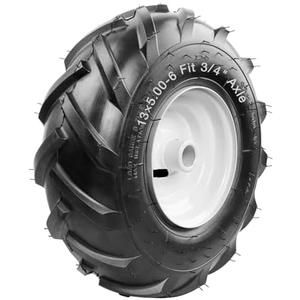 13x5.00-6" Tiller Tire and Wheel (3/4" Axle Size), 3-1/8" Centered Hub, Compatible with Troy-Bilt Craftsman Tiller Tractor, Tillers, and Snowblower Trencher Tire 1 Pack