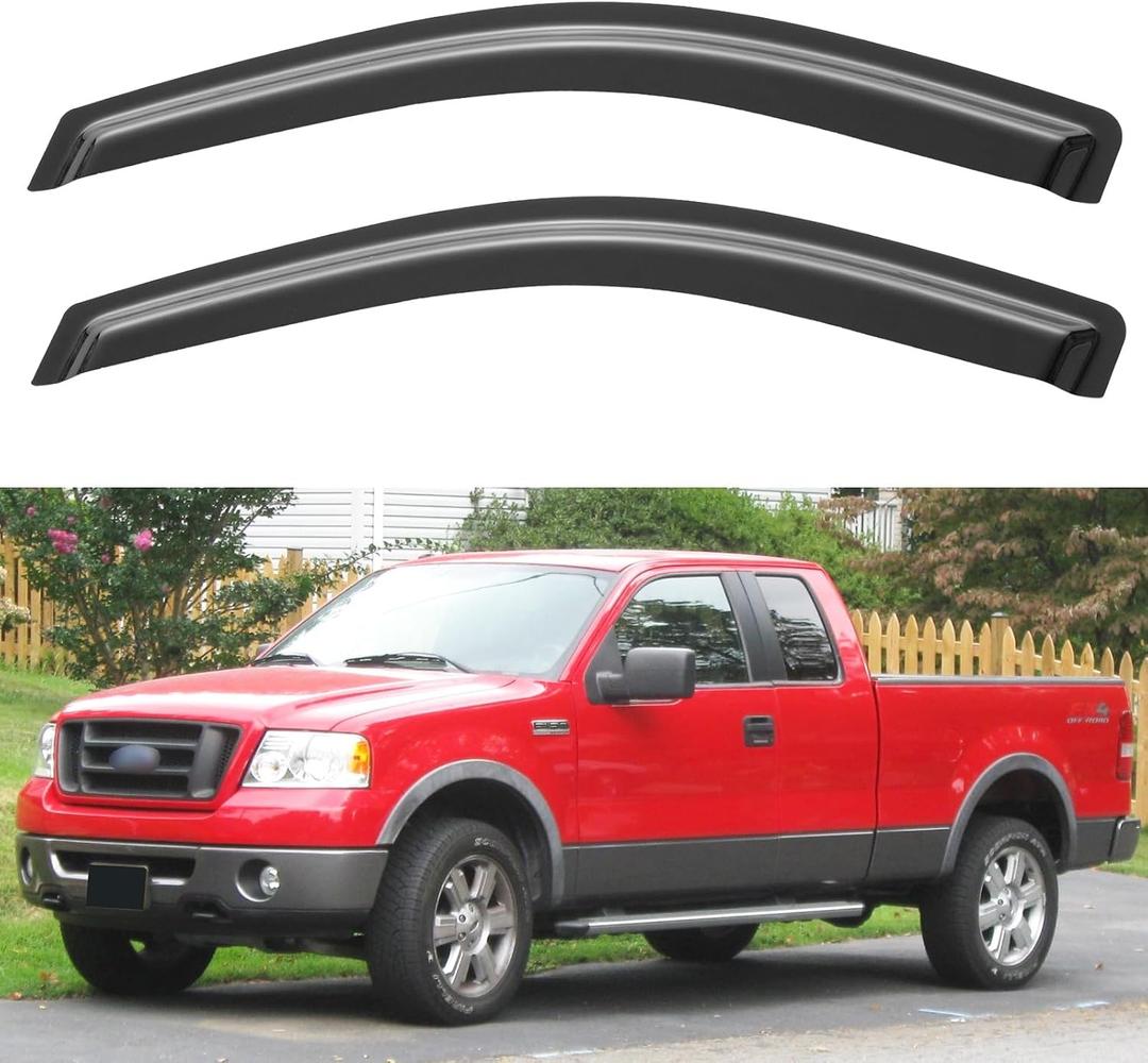 Window Rain Guards Visors for 2004-2008 Ford F150 Standard Cab/Supercab, Out-Channel Window Vent Wind Shades Shield Deflectors for 04-08 F-150 (Not for 2004 F150 Heritage)