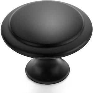 Ravinte 30 Pack Matte Black Kitchen Cabinet Knobs 1-1/4 Inch Round Drawer Pulls Flat Black Stainless Steel Drawer Handles Door Hardware for Dresser Cabinets