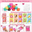 24 Pack Valentines Day Gifts for Kids Classroom Butter Slime Stress Relief Fidget Toys with Valentines Cards for Kids School Valentines for Kids Class Exchange Gifts Prizes Party Favors for Boys Girls