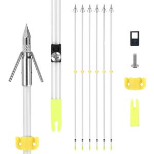 6 PK 32inch Bowfishing Arrows Luminous with Broadheads & Safty Slides