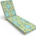 Outdoor Chaise Lounge Cushion for Patio Furniture 72 x 21 x 3 Inch, Water Resistant Patio Lounge Chair Cushion with Straps for Lawn Pool Furniture,Damask Green