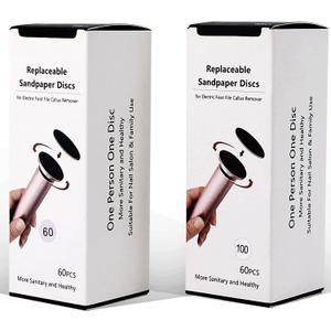 120pcs Replaceable Sandpaper Refill Discs for Electric Foot File Callus Remover Dead Skin Removal (60pcs Rough 60 Grit, 60pcs Smooth 100 Grit)