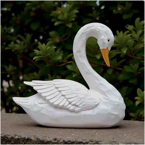 Resin Swan Statue for Home and Garden – 8.66” Elegant White Swan Figurine, Outdoor Lawn Ornament, Animal Sculpture for Patio, Porch, Shelf or Tabletop Decor, Classic Bird Decoration