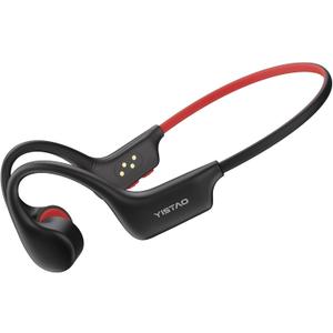 Bone Conduction Headphones, Open Ear Headphones Wireless Earphones, 32GB MP3, 8 Hours Playtime, Bluetooth 5.3, IP68 Waterproof Earphones for Running and Fitness Workout - Red