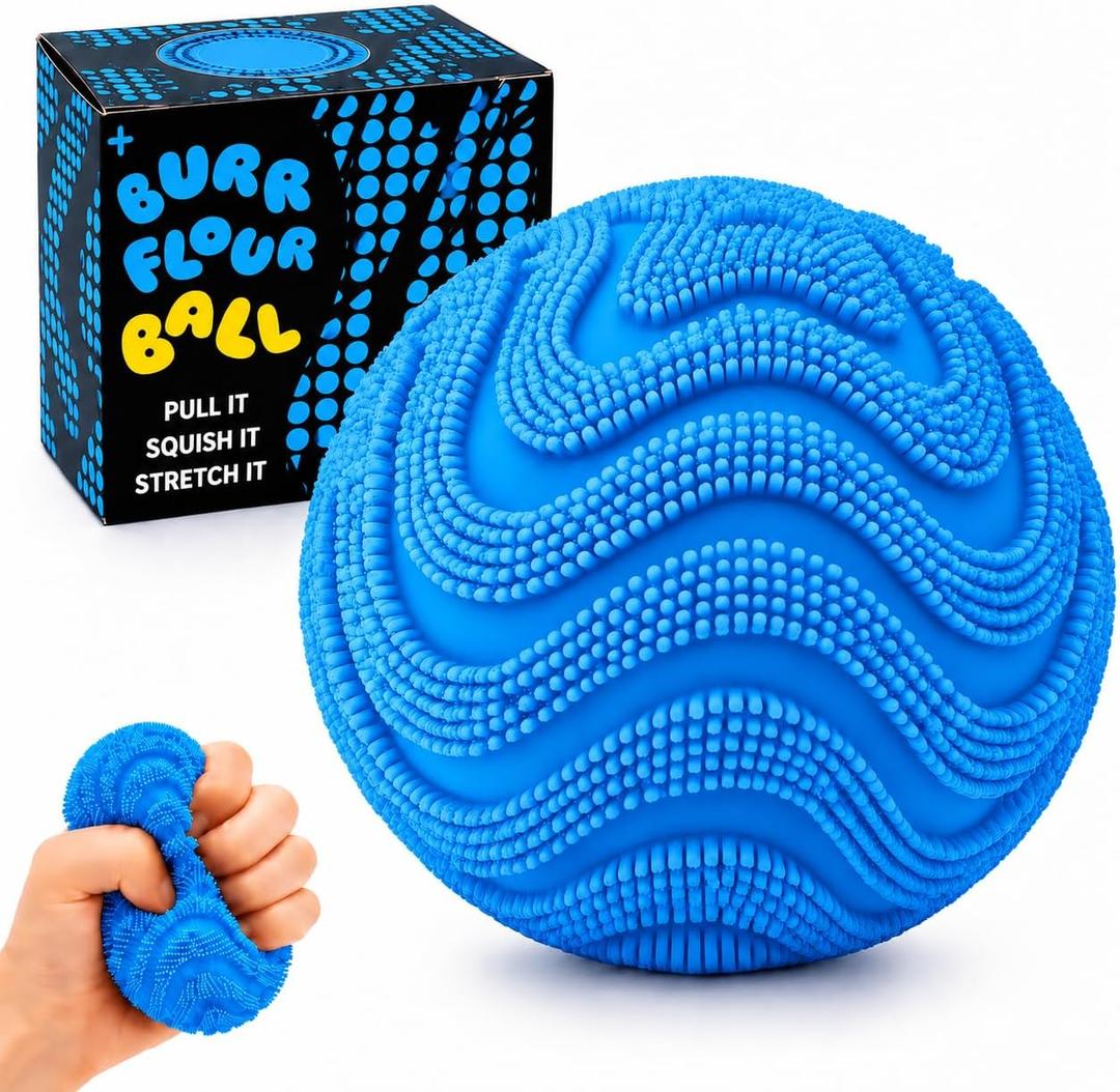 Fuzz Ball Squishy Stress Ball,Soft Fidget Squishy Fuzz Squeeze Ball for Adults,Anxiety Stress Relief Toys,Party Favors Gift for Adults (Blue Ball)