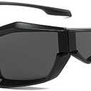 NIDOVIX Trendy Wrap Around Sunglasses for Men Women Fashion Cool Sport Y2K Stylish Cat Eye Sun Glasses UV400 Protection (Black/Grey)