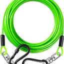 Dog Tie Out Cable 50FT-300Lbs,Heavy Duty Dog Leads Line for Yard with Swivel Hook,Medium Large Dogs Leash&Chains for Outside,Rust Chew Proof Dogs Run Cable for Outdoor Camping (Green, 50FT)