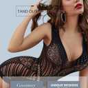SeaFever Sexy Lingerie for Women Fishnet See Through Bodysuit One Piece V-Neck Mini Dress Intimates Sex Clearance Strapless Mesh Chemise Babydoll (Black) (Black)