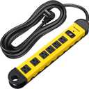DEWENWILS Metal Power Strip, 6-Outlet Heavy Duty Surge Protector with 15FT Long Cord, UL Listed, 14AWG/3C, 15A Circuit Breaker, 900 Joules, Low Profile Flat Plug, Wall Mountable