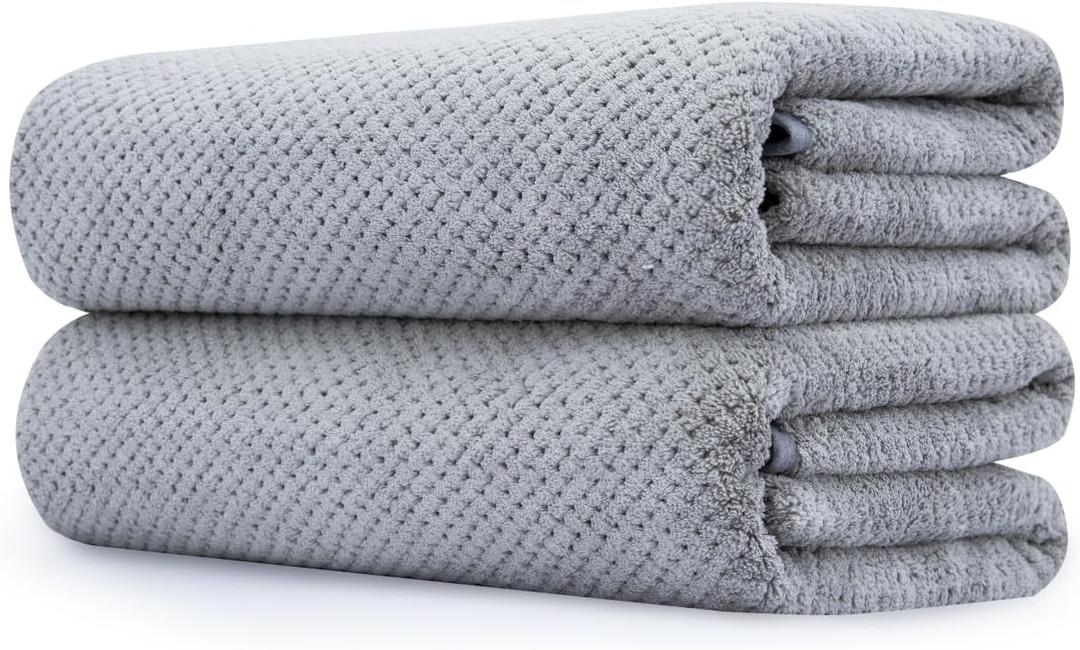 Extra Large Bath Towel Set of 2 (35"x70"),Oversized Bath Sheet Super Soft Highly Absorbent Jumbo Bathroom Towel Set Microfibers Quick Dry Shower Towel for Hotel,Bathroom,Guest,Spa,Gym (2PCS Grey)