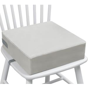 Toddler Booster Seat Dining Table Kitchen Chair, Waterproof Anti-Scratch PU Cushion, Non-Slip Bottom, Adjustable Buckle Straps, Easy Clean Portable Seat Cushion (Light Gray)