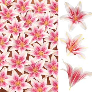 SNAIL GARDEN 24PCS 5.5" Large Fake Lilies Flower Heads with Realistic Stamens,24PCS Pink Artificial Flower Heads, Bulk Silk Flowers for Crafts, Cake Decorating, Wedding Party Wreath, Home Decor