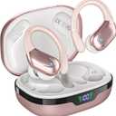 HAOYUYAN Wireless Earbuds, Sports Bluetooth Headphones, 80Hrs Playtime Ear Buds with LED Power Display, Noise Canceling Headset, IPX7 Waterproof Earphones for Workout/ Running（Rose Gold）