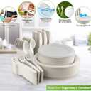 250 Piece Biodegradable Paper Plates Set (EXTRA LONG UTENSILS), Disposable Dinnerware Set, Eco Friendly Compostable Plates & Utensil include Plates, Forks, Knives and Spoons for Party