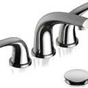 Solid Brass Brushed Nickel Bathroom Faucet Widespread 8-inch Faucets with Pop Up Drain Assembly and 2 Water Supply Lines Faucets