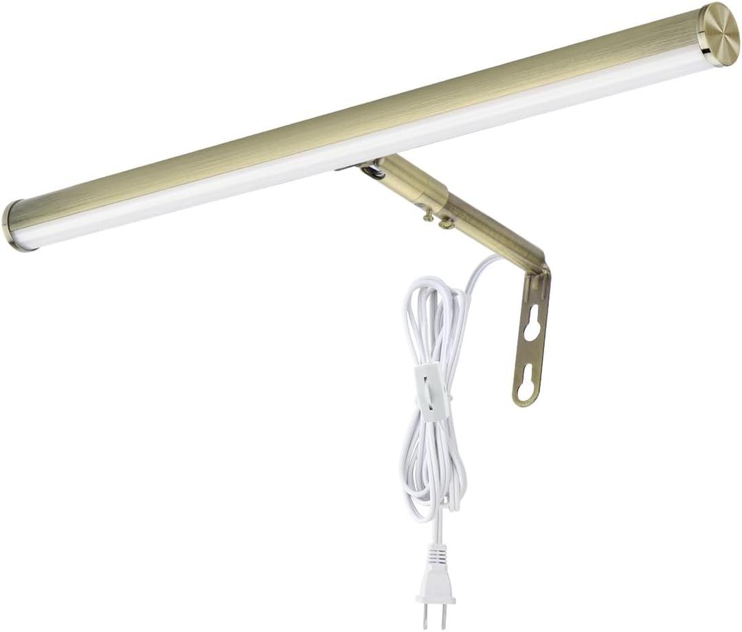 LED Picture Lights for Paintings Plug in, 16inch 6W Adjustable Art Light Gallery Wall Light for Display Art Work, Antique Brass Finish, CRI90+, 3000K Warm White