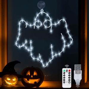 Halloween Decorations Ghost Window Lights, 12.6 inch White Ghost Window Silhouette Lights with Remote for Halloween Decoration Indoor Outdoor