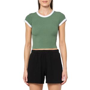 florence by mills Women's Crew Neck Ribbed Tee (Large, Duck Green)